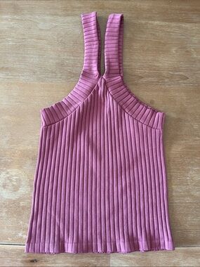 Ribbed Halter Tank Top in Dusty Rose